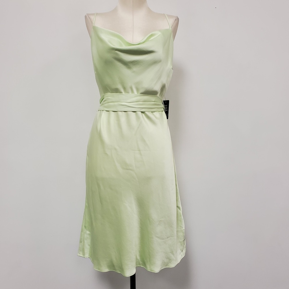 Express Womens Cowl Neck Slip Dress Size L Satin Fairy Green Event Going Out